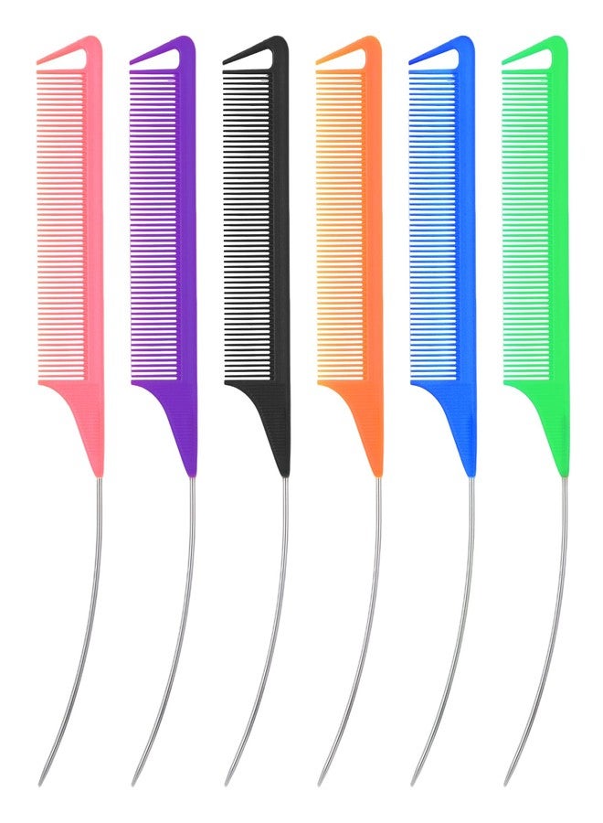 MBAIYO 6 Pcs Rat Tail Combs,C Curved Parting Rat Combs for Hair Styling Tools Hair Styling Parting Brushes Women Barbers - Image 1